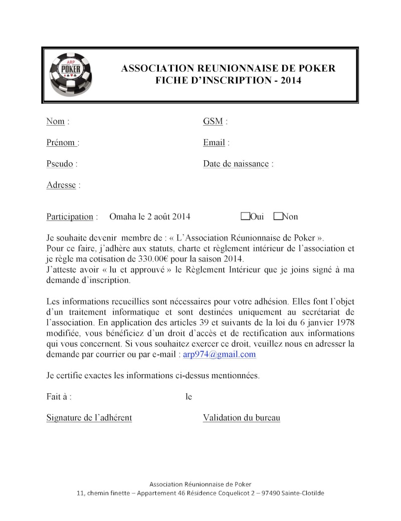 Fiches d'inscription - ARP 2014 Fiches10