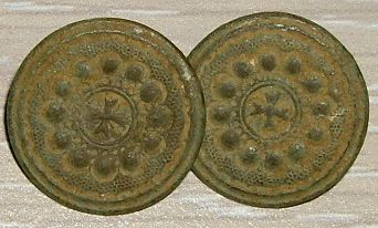 Paire de boutons de blouse avec croix des Templiers - XVIII/XIXème 10598210