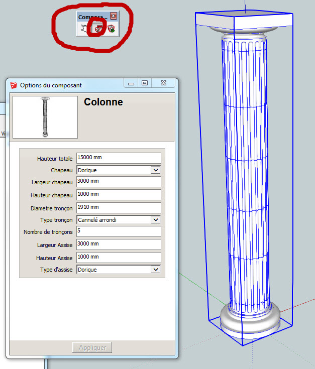 Composant dynamique : colonne a cannelures 27-01-10