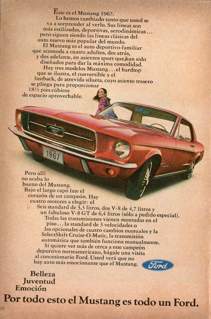 Publicité en espagnol pour la Mustang 1967 Espagn10