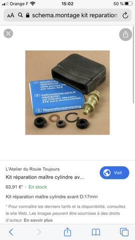 Kit réparation maître cylindre avant D:14mm R75, R90 # BMW Motos