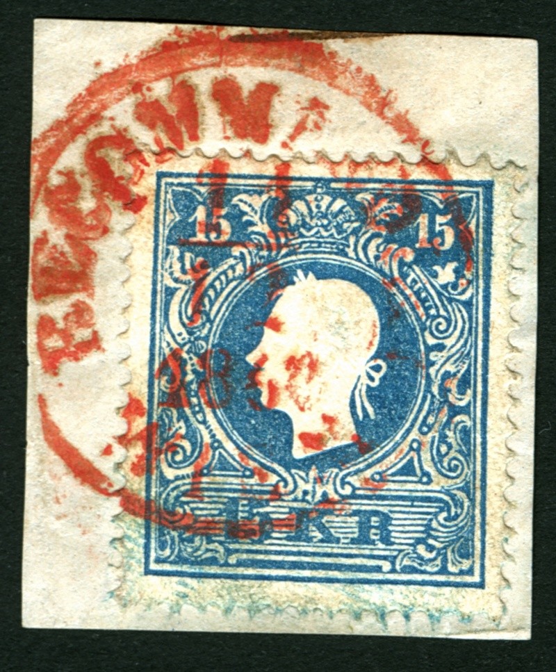 stempel - Die Freimarkenausgabe 1858 Type I und II 15_kr_10