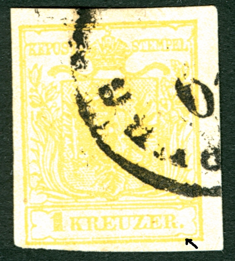 stempel - Die erste Österreichische Ausgabe 1850 1_kr_t12