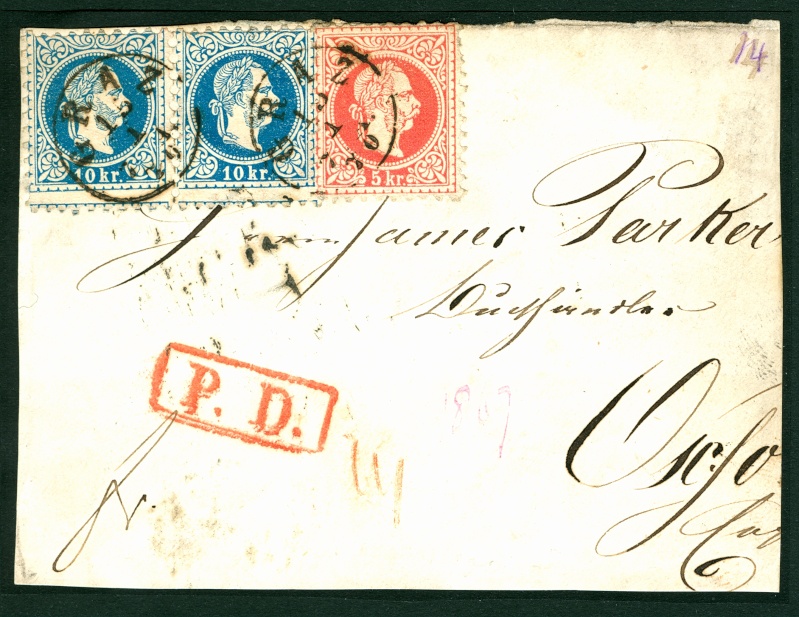 stempel - Freimarken-Ausgabe 1867 : Kopfbildnis Kaiser Franz Joseph I - Seite 4 5_kr__10