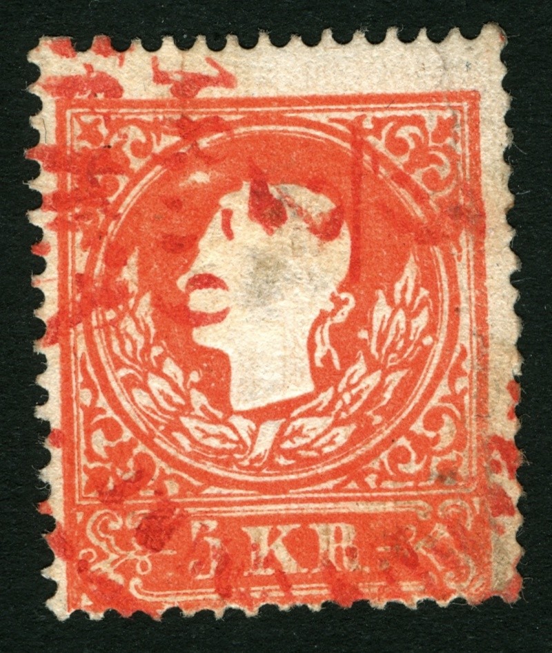 stempel - Die Freimarkenausgabe 1858 Type I und II 5_kr_r10