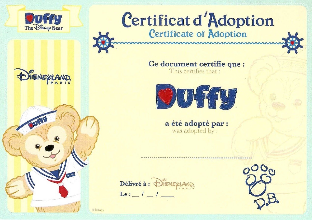 Certificato di adozione per Duffy  Adozio10