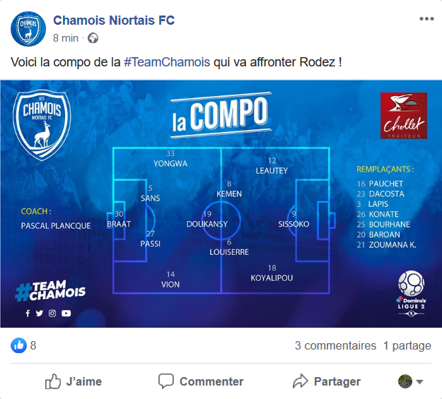 [Ligue 2] J15 - Chamois Niortais Football Club 2 - 1 Rodez Aveyron Football Club 22/11/2019 Screen49