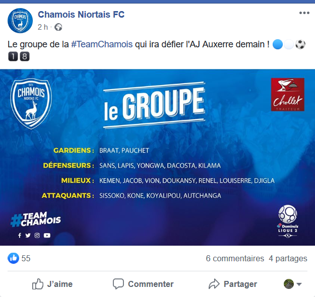 J27 Association de la Jeunesse Auxerroise 3 - 1 Chamois Niortais Football Club 28/02/2020 Screen62
