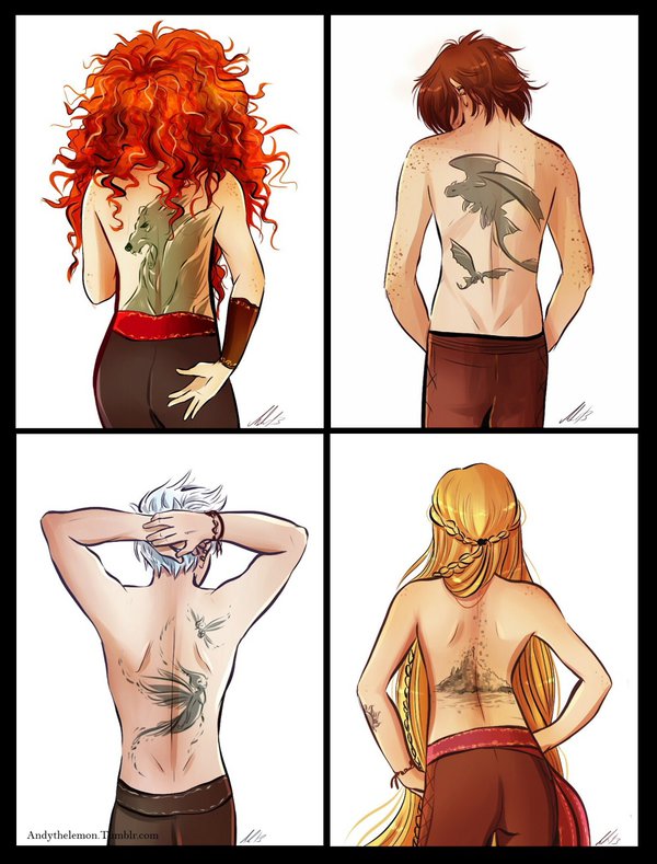 (Fan art) Merida, Rapunzel, Jack et Hiccup - The Big Four - Page 32 Tattoo10