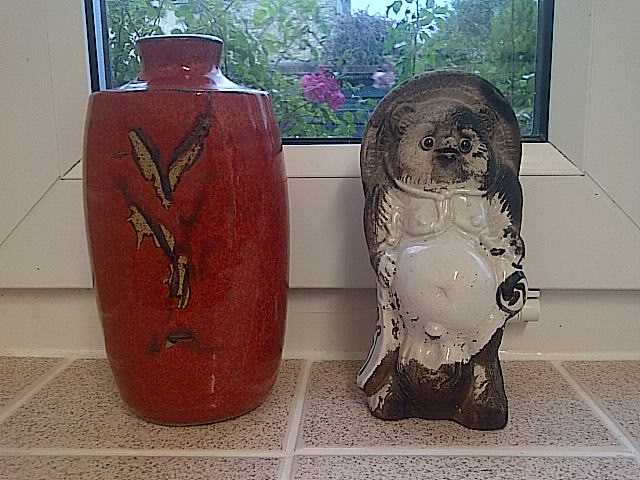 stoneware raccoon figure - Japanese Tanuki Img-2039