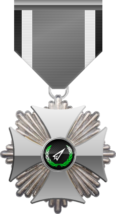 Platinum level of Silver Cross of the Silver Arrows - This award is given to a member who distinguished in a number of Community Events. Platinum level is the fourth of six.