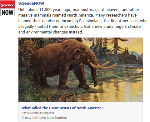 What Killed the Great Beasts of North America? Temp1056