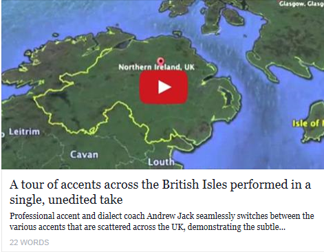 A tour of accents across the British Isles performed in a single, unedited take Temp1983