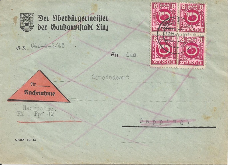 Posthornzeichnung - ANK 697-713 - Belege Bild25
