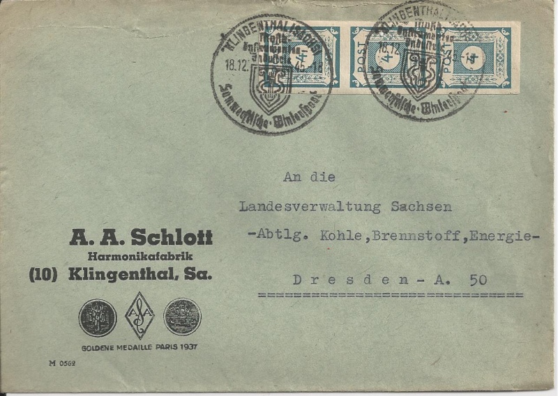 deutsches - Deutsches Reich - Belege aus Dezember 1945  Bild_312