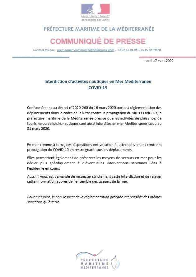 Covid: interdiction de naviguer en Méditerranée jusqu'au 31 mars 2020 89972810