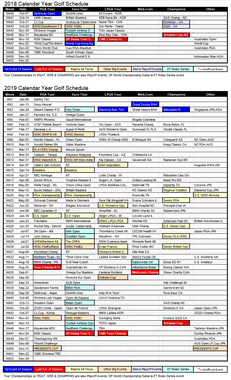 2018-2019 TOUR SCHEDULES - Various Tours... 2018-111