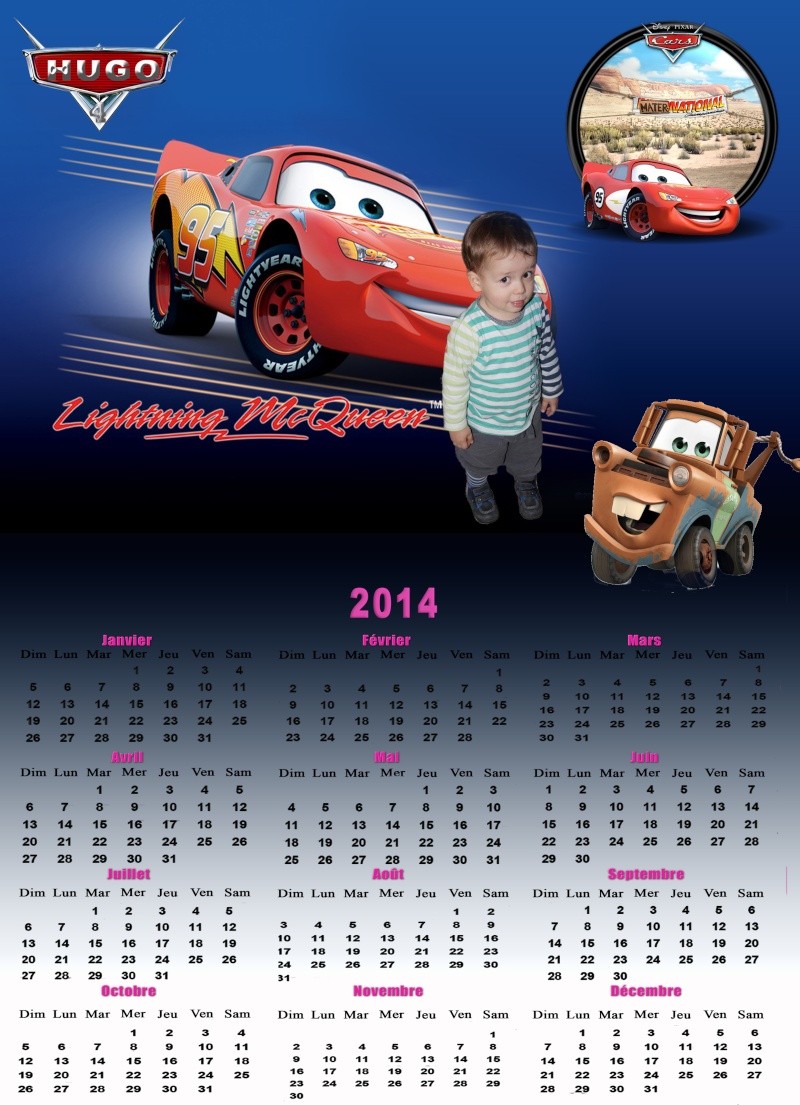 carte d'invitation pour mon fils Hugo 2 ans sur le thème de CARS Calend15