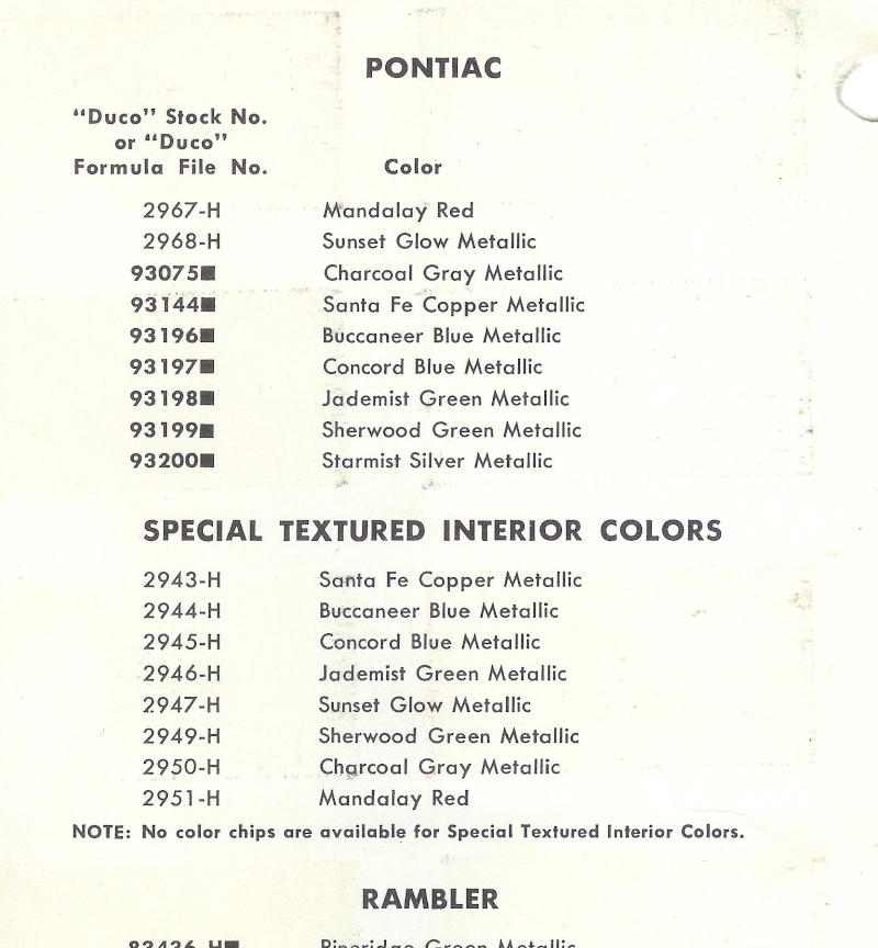 1959 Pontiac Color codes Dupont11