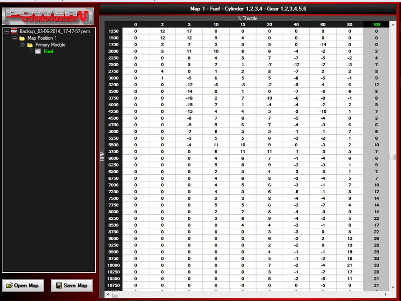 MAP Power Commander V étrange Table_10