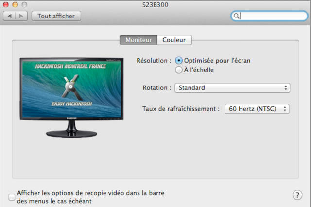 Votre Écran original dans Preférancs System/ Monitor 11