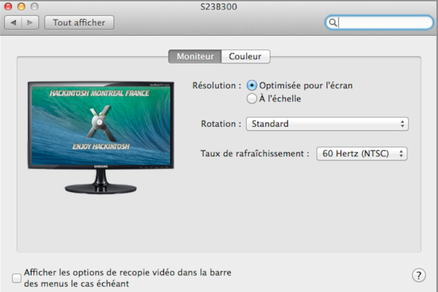 Votre Écran original dans Preférancs System/ Monitor  11