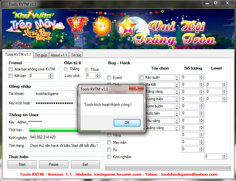 Tools KVTM - Hack Khu Vườn Trên Mây v1.1 210