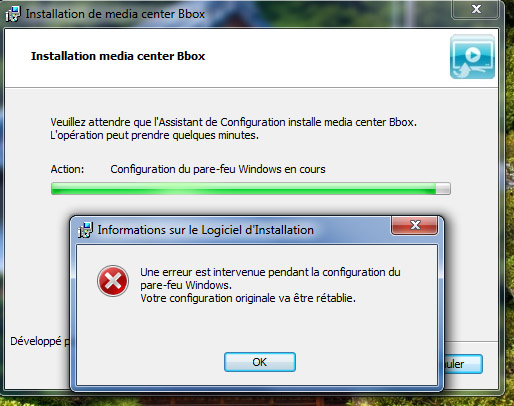 Problème pour réinstaller Mediacenter 110