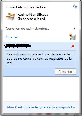 WIFI Error: La configuracion de red guardada en este equipo no coincide con los requisitos de la red Errorw10