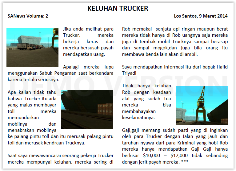 SANews Newspaper || Keluhan Trucker Sanews10