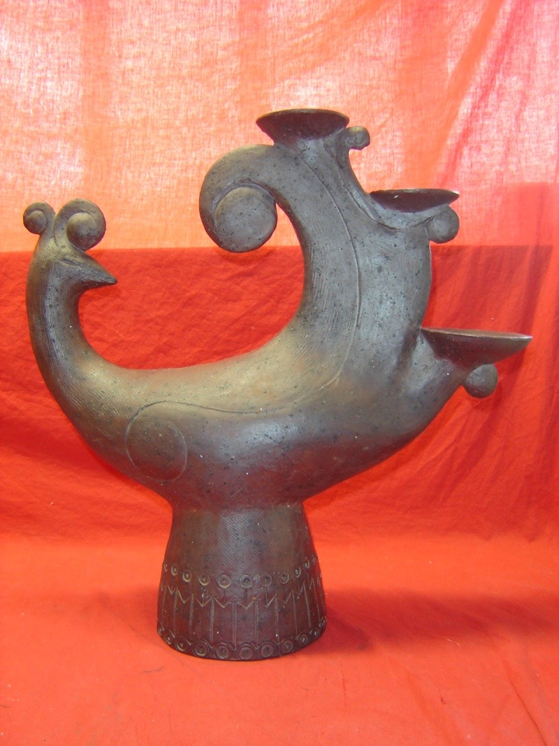 Bougeoir forme coq en céramique de Jean-Pierre Gonnin Yonne Dsc07010