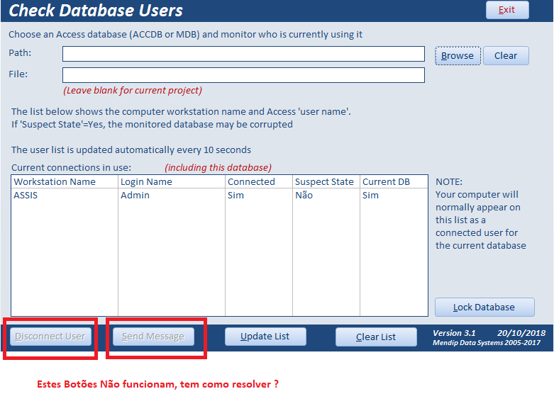 [Resolvido]Dúvida exempo - Verificar utilizadores ligados a BD Sem_t108