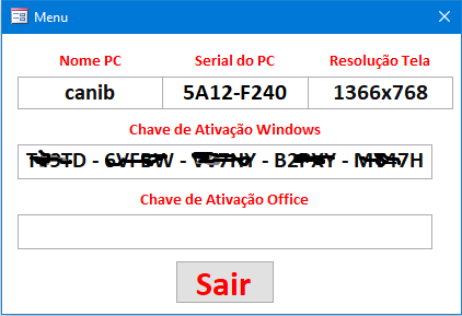 Chave ativação Office