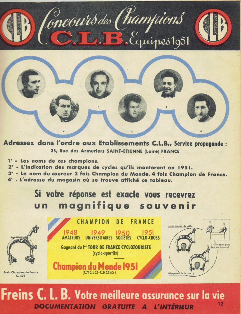 Pub " CLB " Avril 1951 " Vélo Moto " Clb_pu12