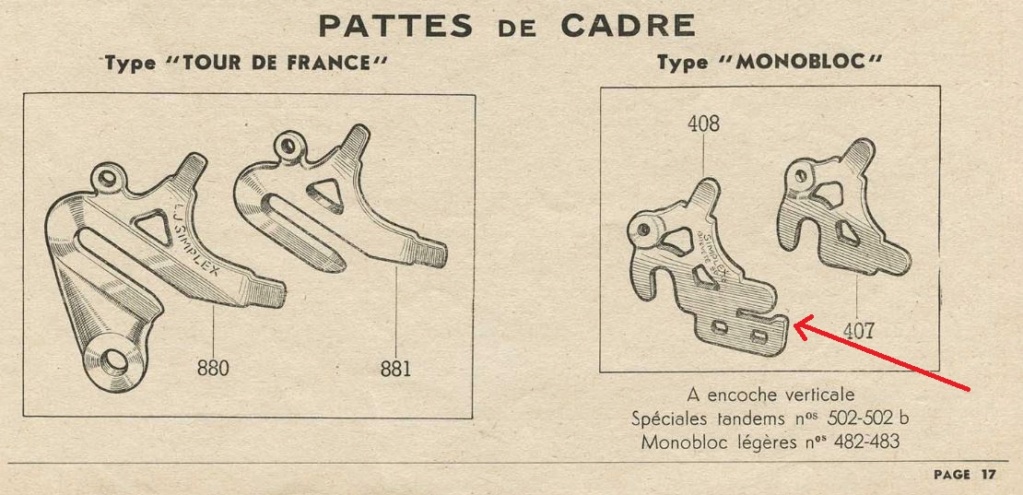 simplex - Motobecane 50s, 3 tubes Durifort, pattes Simplex, fourche a plaquette.....  50s Simple10