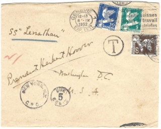 Postgeschichte - Portodeklaration Bedarfsbrief befördert mit Schnellschiff SS" LEVIATHAN Scan15