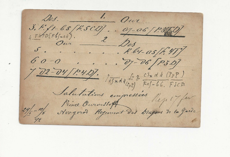 [Échecs par correspondance] 1892 Carte Postale C_p_pa11