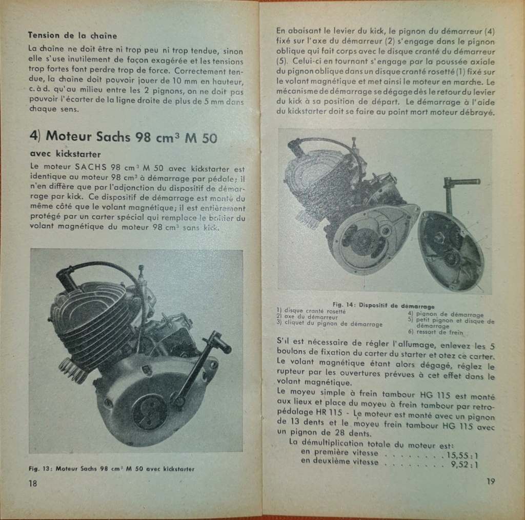 Moteur SACHS 98 cm³ pour vélomoteur Manuel d'Entretien Modèle 1950 10_man11