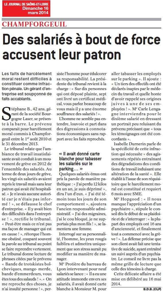 Champforgeuil. Des salariés à bout de force accusent leur patron (Journal de Saône-et-Loire) Accusa10