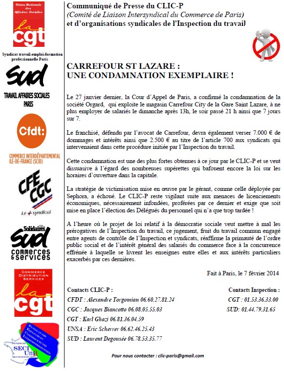 Carrefour St Lazare : Une condamnation exemplaire ! (Solidaires) Carref10