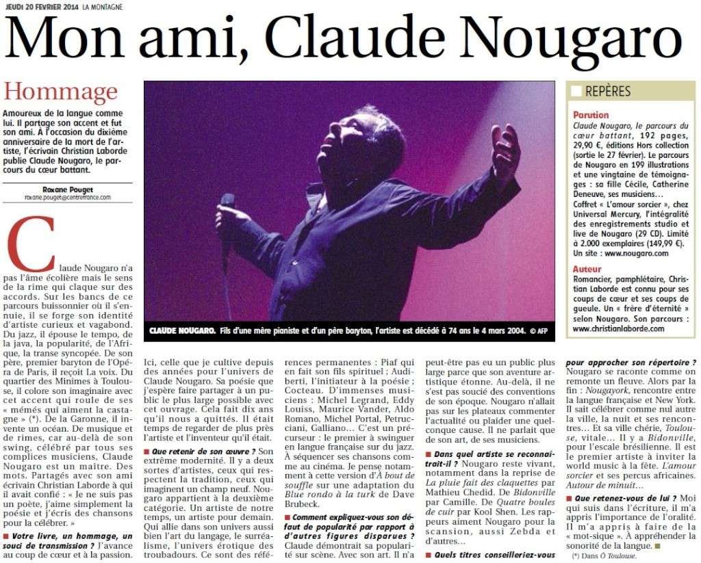 Mon ami, Claude Nougaro (La Montagne) Claude10