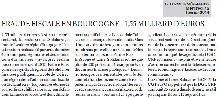 Fraude fiscale en Bourgogne : 1,55 milliard d'euros (Le Journal de Saône-et-Loire) Fraude10