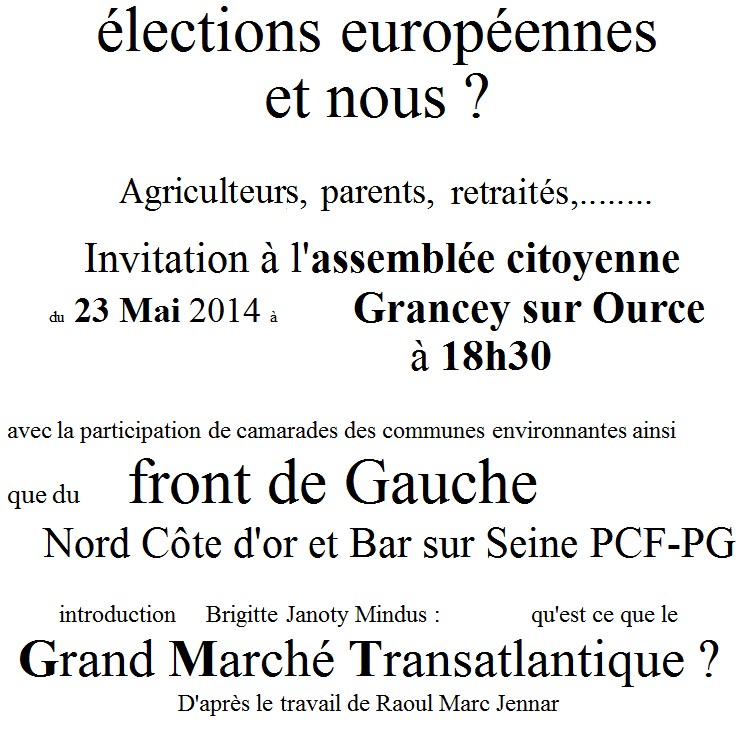 Grancey-sur-Ource. 23 mai. Assemblée citoyenne sur les Européennes et le GMT Grance11