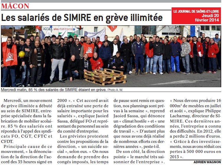 Mâcon : les salariés de SIMIRE en grève illimitée (Journal de Saône-et-Loire)  Grave_12