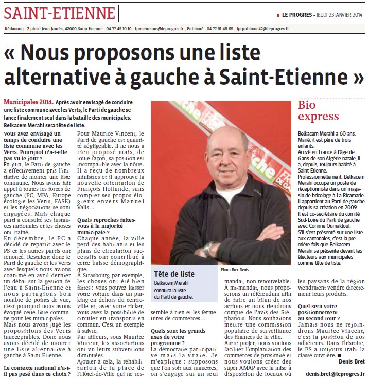 " Nous proposons une liste alternative à gauche à Saint-Etienne " (Le Progrès de Saint-Etienne) Liste_10