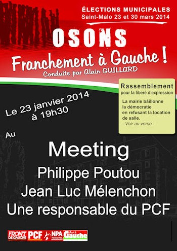 Refus de Salle à Saint-Malo (Parti de Gauche) + Saint-Malo. Mélenchon tiendra-t-il son meeting dehors ? (Ouest-France)  Meetin10