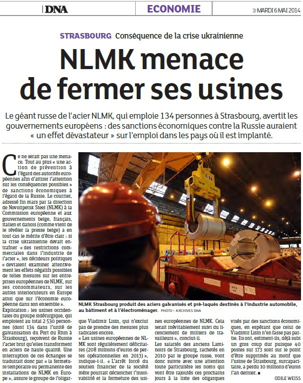 Strasbourg. NLMK menace de fermer ses usines (Dernières Nouvelles d'Alsace) Nlmk_m10