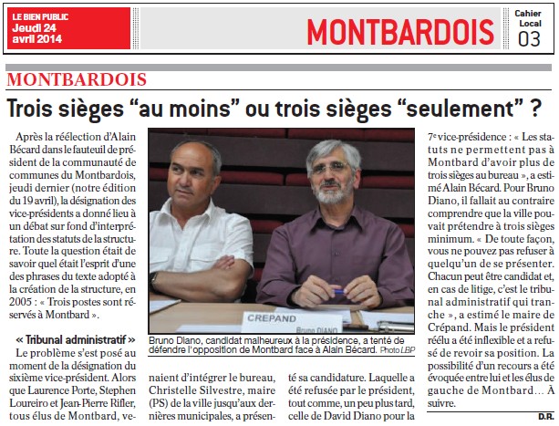 Communauté de communes. Montbardois : Alain Bécard (PRG) sauve sa présidence (Bien Public) + Divers Ragle_10