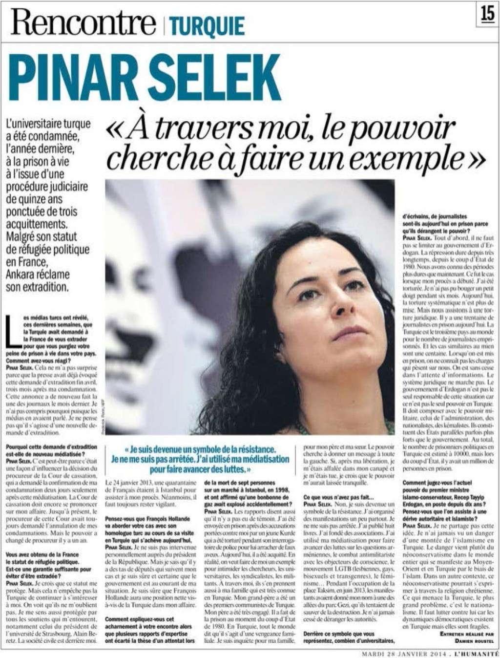 La lutte de Pinar Selek + Lettre de J-L Mélenchon et M. Billard à F. Hollande + Divers Rencon10
