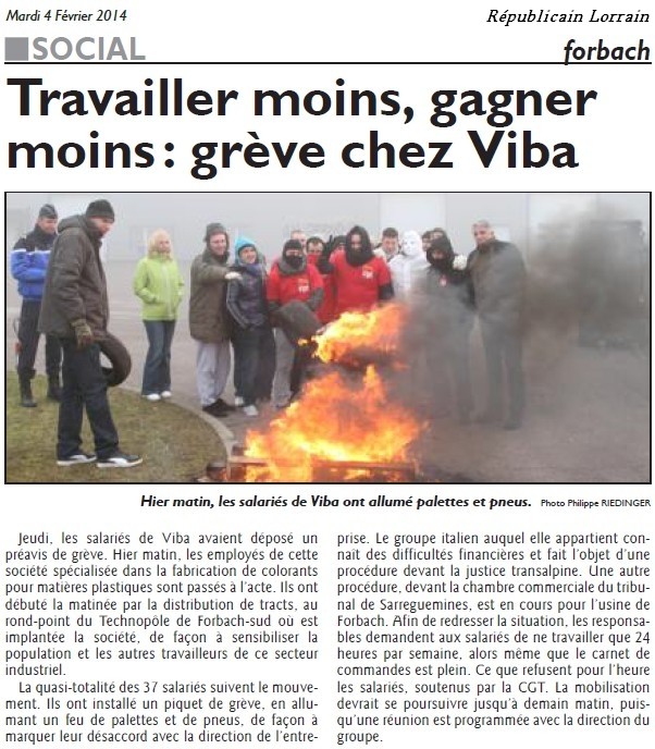 Forbach. Travailler moins, gagner moins : grève chez Viba (Républicain Lorrain) Travai10